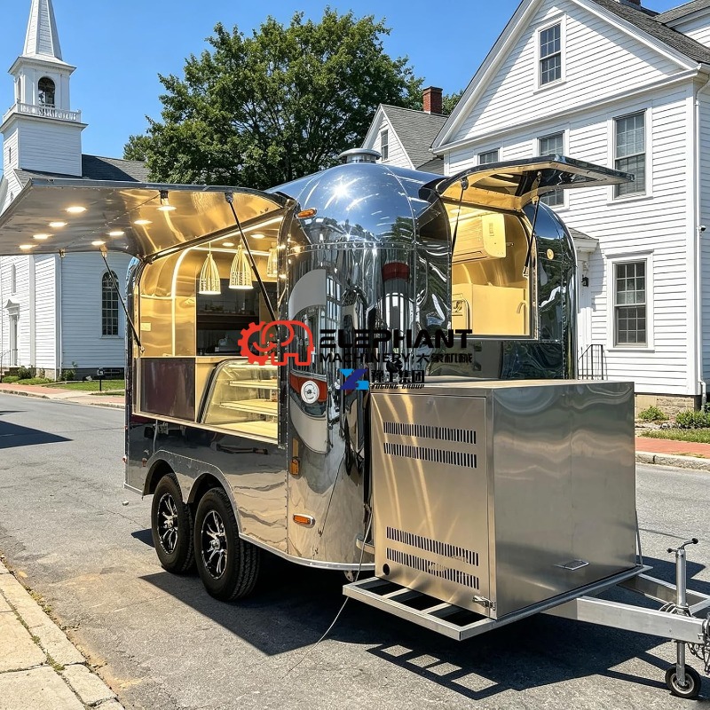 Food Snacks Catering - ピザ用ミラーフードトレーラー、機器付き移動ケータリングトレーラー | ファストスナックピザ、バーガー用の商業用フードトラック